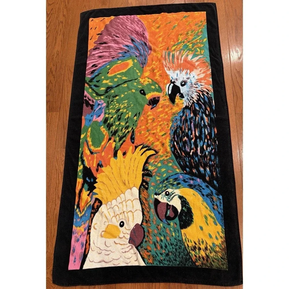 Jungle Oversized Big Beach Pool Bath Towel Tropical Cotton Parrots 35 X 65‎